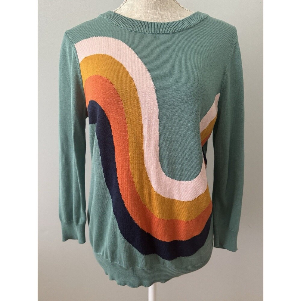 Modcloth Retro Rainbow Wave Crewneck Sweater Size Medium